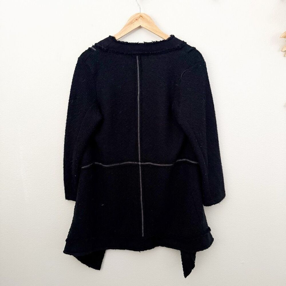 WINDHORSE | Black Raw Edge Chenille Soft Furry White Stitch Asymmetrical | S/M - Picture 5 of 8